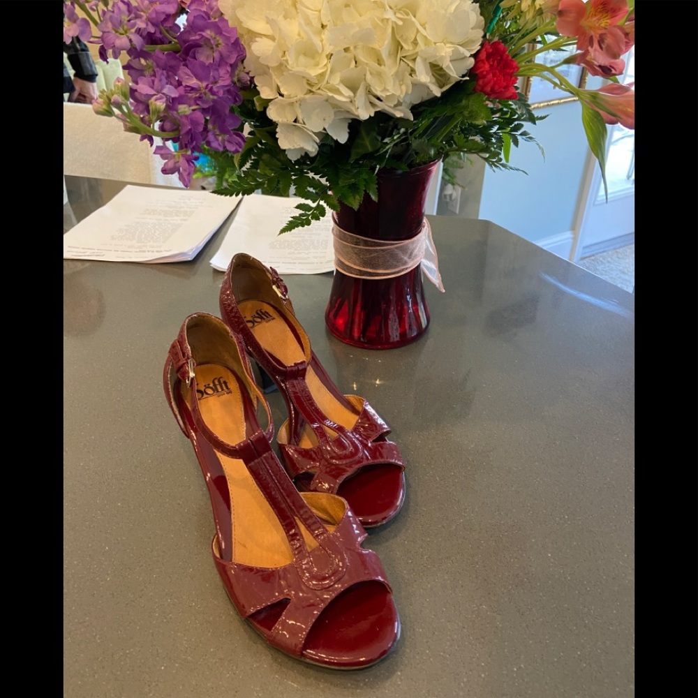 Sofft Red Patent Leather Slingback Heels